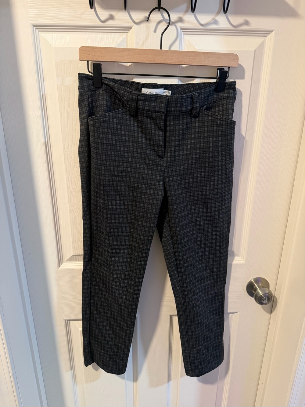 Calvin Klein Grey Plaid Career Pants